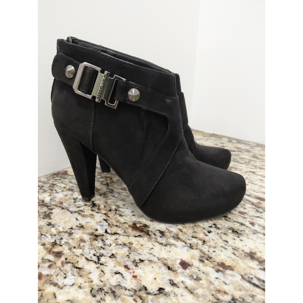 Vintage Y2k 90s Guess Women's Stiletto Heel Bootie Black Suede‎ US 7 M